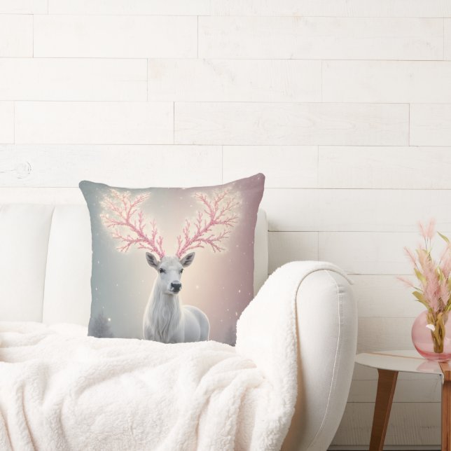 Surreal Pink Antler Reindeer Pillow Kudde (Soffa)