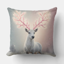 Surreal Pink Antler Reindeer Pillow Kudde