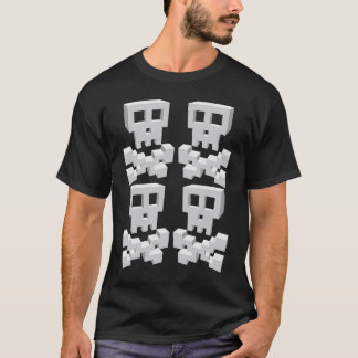 Surreal Pixel Skulls Large minimalist retro style T Shirt