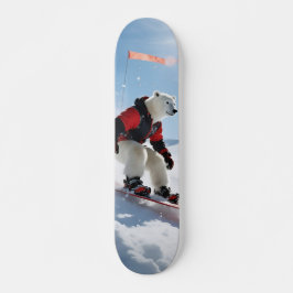 Surreal Polar Bear Snowboarding Winter Äventyr Mini Skateboard Bräda 18,5 Cm