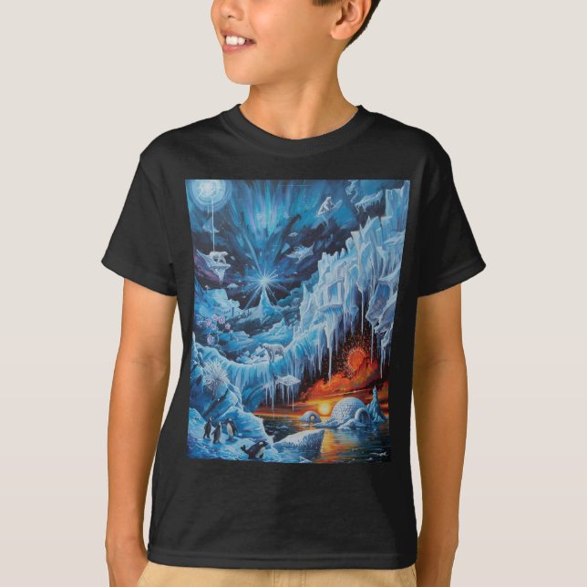 Surreal polär fantasier Aurora Borealis  T Shirt (Framsida)