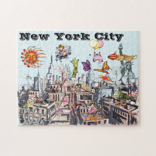 Surreal Pop Art Busy New York City Pussel