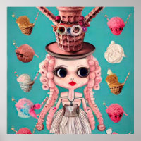 Surreal Pop Ice Cream Top hat Doll