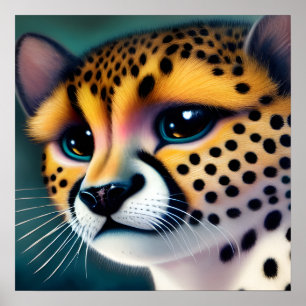 Surreal Pop Ledsen Cheetah Poster