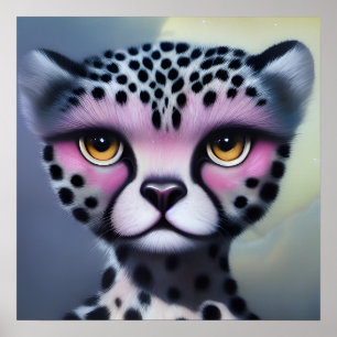 Surreal Pop Rosa Cheetah Poster