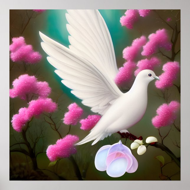 Surreal Pop White Dove Poster (Framsidan)