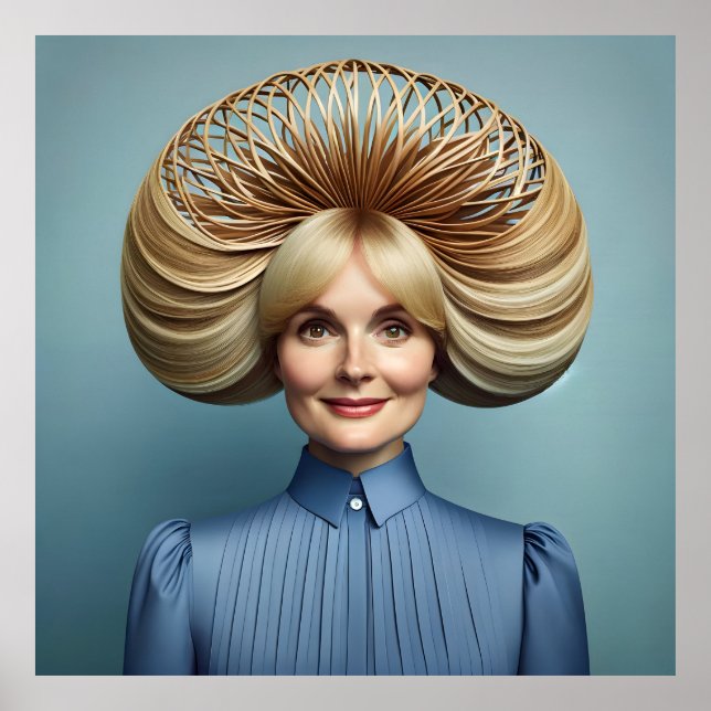 Surreal Porträtt med skulpturen Blonde Hair - Ava Poster (Framsidan)