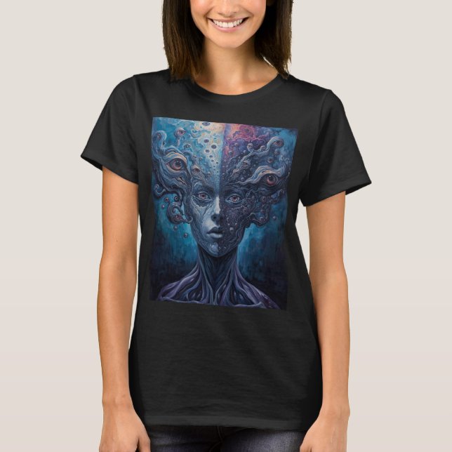 Surreal Psychedelic Mångfaldiga Ögon Splittrad Syn T Shirt (Framsida)