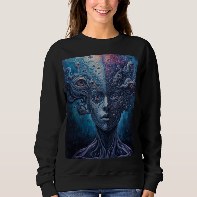 Surreal Psychedelic Multiple Eyes Split Vision T Shirt (Framsida)