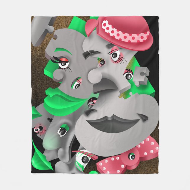 Surreal Puzzle Ansikte Fleecefilt (Framsidan)