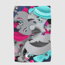 Surreal Puzzle Ansikte Golf Towel