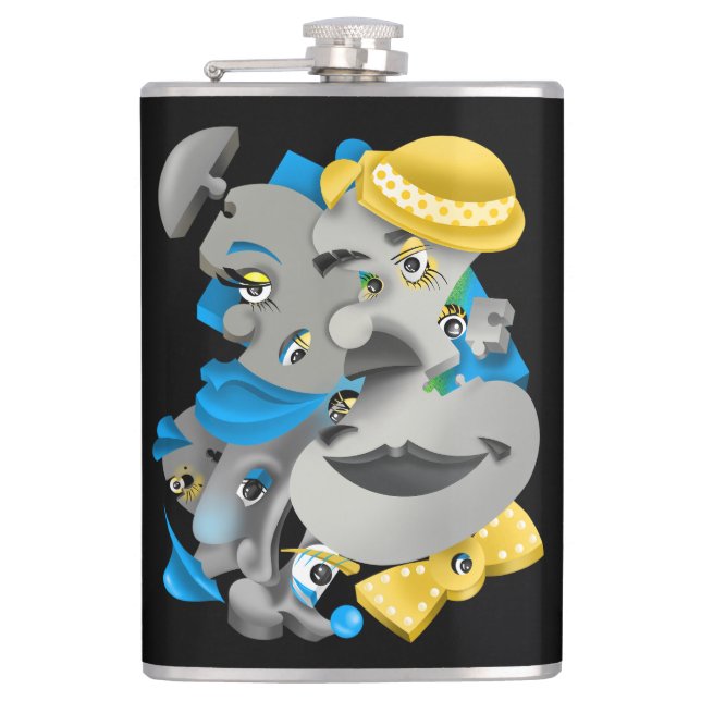 Surreal Puzzle Ansikte Hip-kolv Fickplunta (Framsidan)