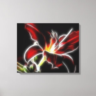 Surreal Red Lily Blommigt Wrapped Canvas