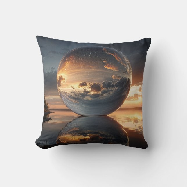 Surreal Reflective Sphere With Sunset Clouds Over  Kudde (Framsida)