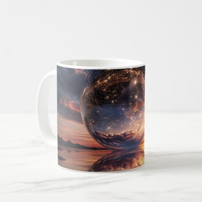 Surreal reflekterande sfär som innehåller stjärnor kaffemugg (Framsida vänster)