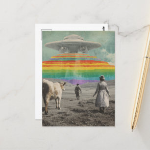 Surreal regnbåge UFO över käggen Vykort