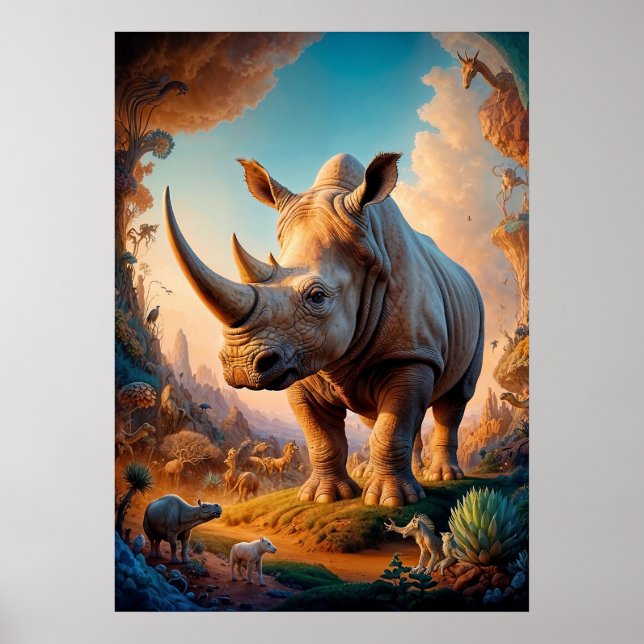 Surreal Rhino Safari Poster (Framsidan)