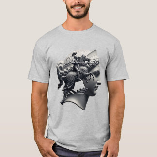 Surreal riddarskulptur – Monokrom fantasiporträtt T Shirt