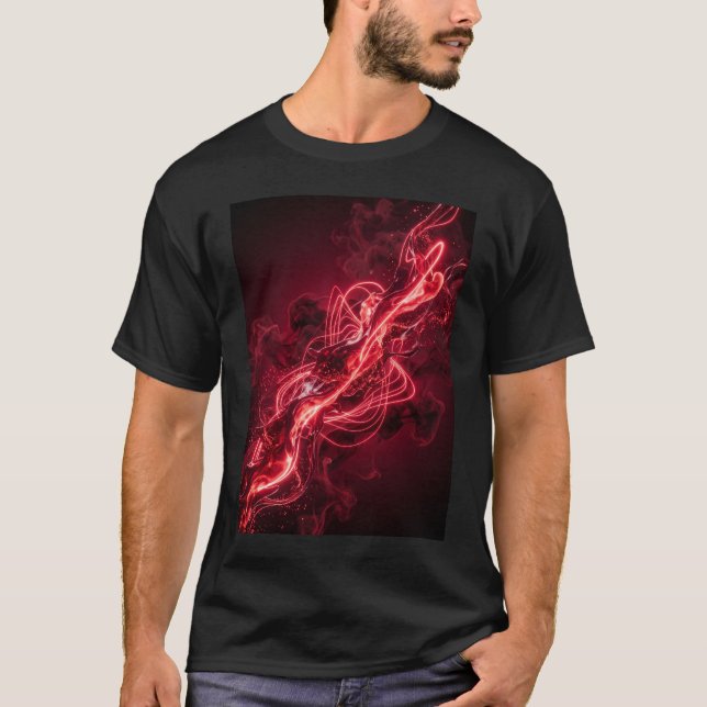 Surreal röd flytande abstrakt konst t shirt (Framsida)