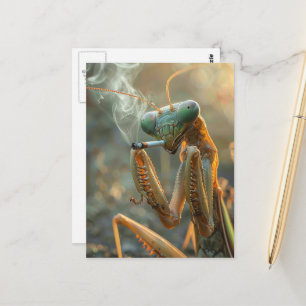 Surreal rökande mantis vykort