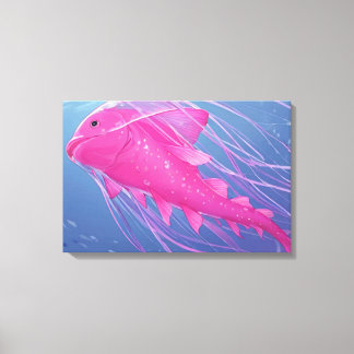 Surreal rosa maneter fisk hybrid fantasi hav canvastryck