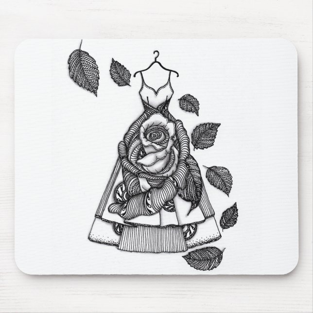 Surreal rosdräkt Botanisk linjekonst Drick Coaster Musmatta (Framsidan)