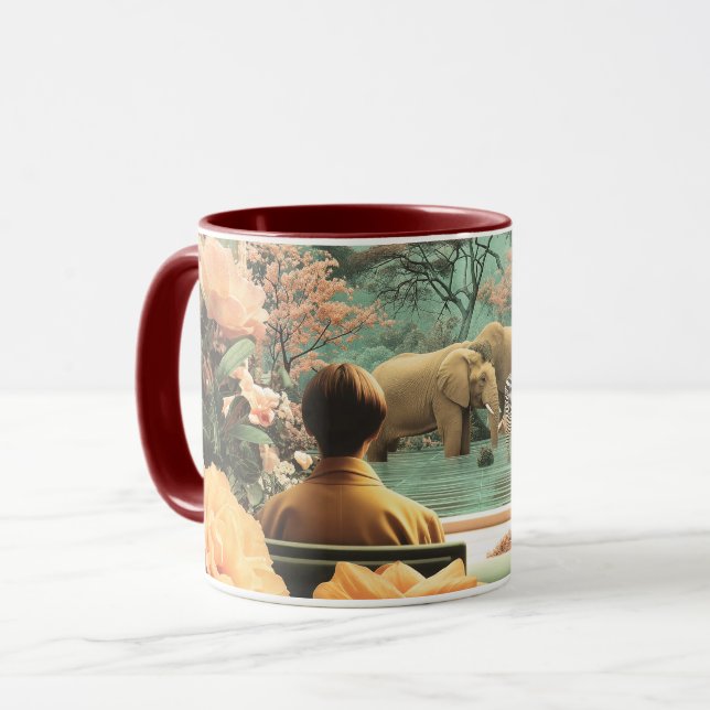 Surreal Safari Scene With Elephants Zebras Mugg (Framsida vänster)