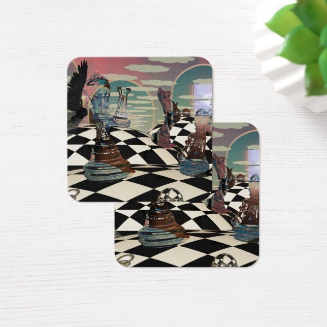 Surreal schack-spel fyrkantigt visitkort (Skivbord)