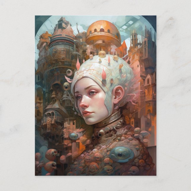 Surreal Science fiction Woman liggande Vykort (Framsida)
