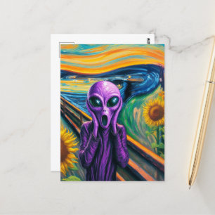 Surreal Screaming Lila Alien Vykort