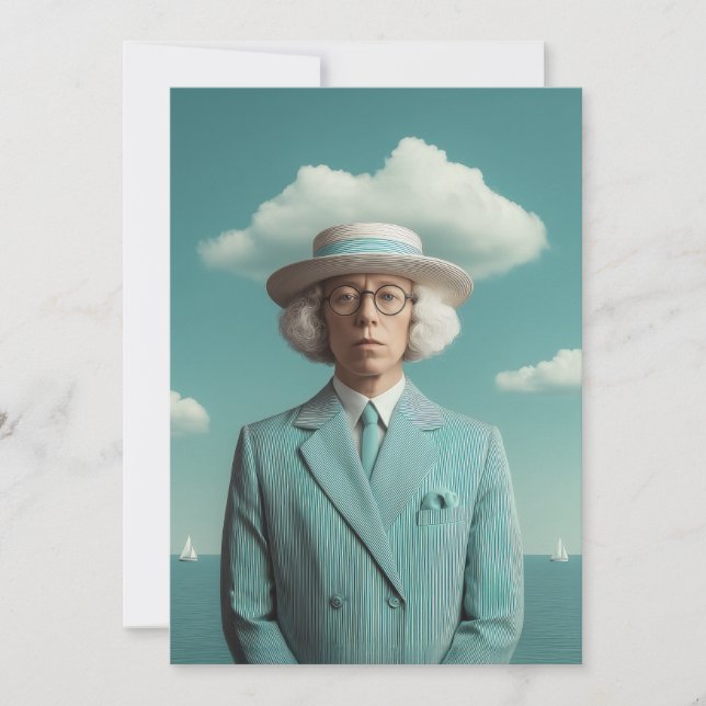 Surreal Seaside gentleman Porträtt Kort (Framsida)