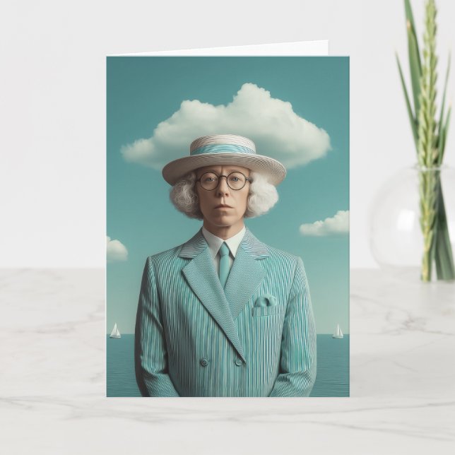 Surreal Seaside gentleman Porträtt Kort (Framsida)