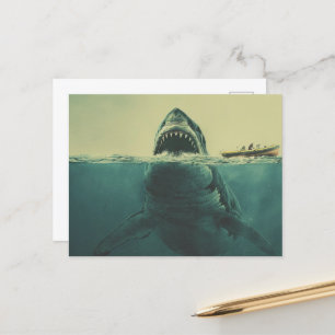 Surreal Shark and Boat Vykort