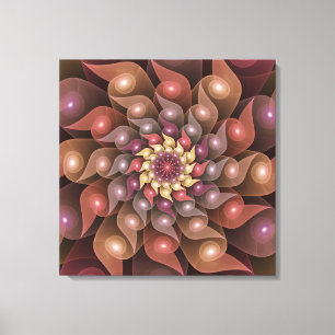 Surreal Shiny Flower Modern Abstrakt Fractal Art Canvastryck