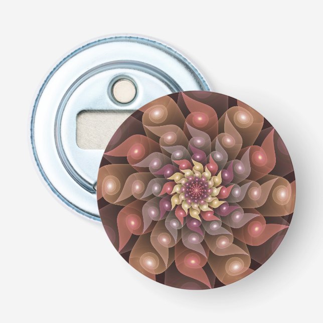 Surreal Shiny Flower Modern Abstrakt Fractal Art Flasköppnare (Framsidan)