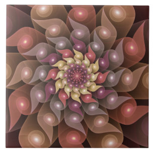 Surreal Shiny Flower Modern Abstrakt Fractal Art Kakelplatta