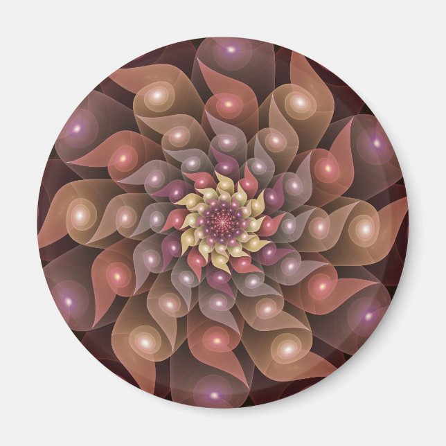 Surreal Shiny Flower Modern Abstrakt Fractal Art Magnet (Framsidan)