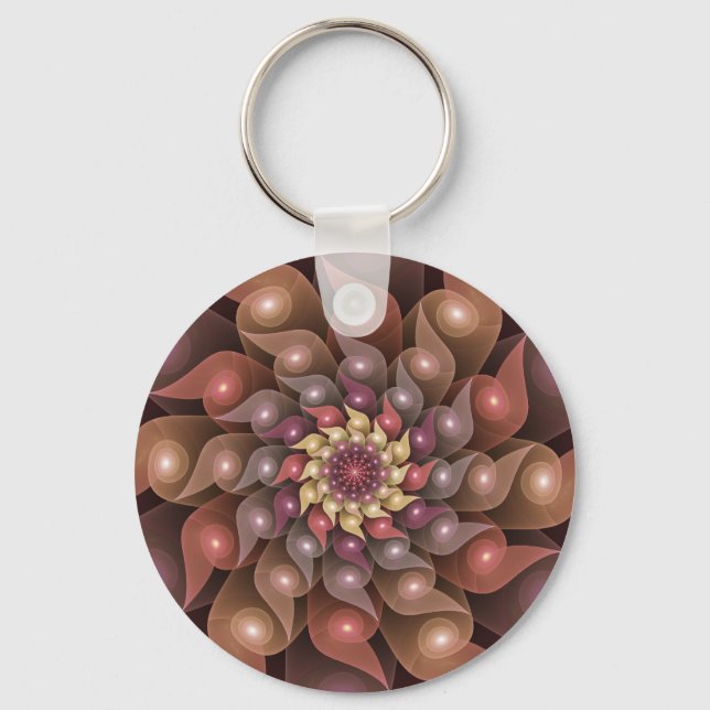 Surreal Shiny Flower Modern Abstrakt Fractal Art Nyckelring (Framsida)