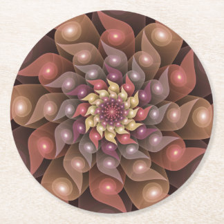 Surreal Shiny Flower Modern Abstrakt Fractal Art Underlägg Papper Rund