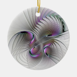 Surreal Shy Beauty Modern Abstrakt Fractal Art Julgransprydnad Keramik