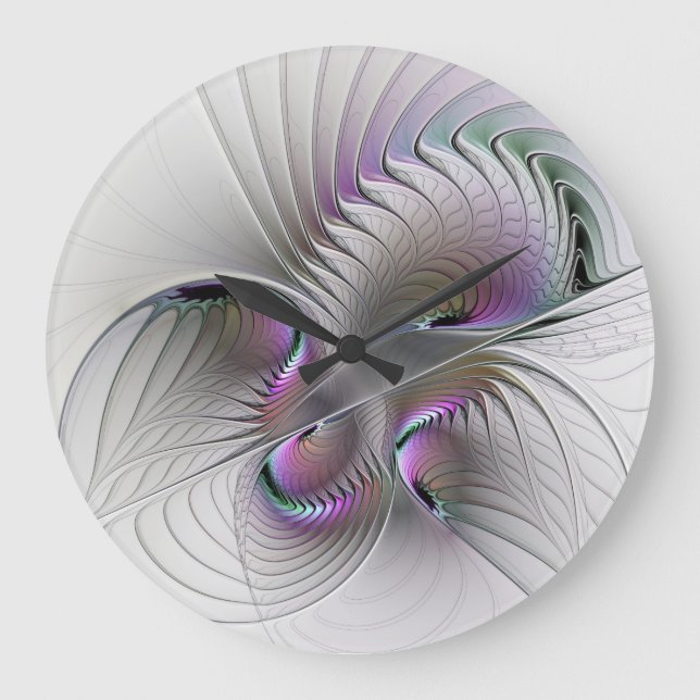 Surreal Shy Beauty Modern Abstrakt Fractal Art Stor Klocka (Framsida)