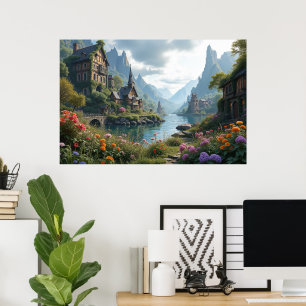 Surreal skönhet hos en igenvuxen hamn poster