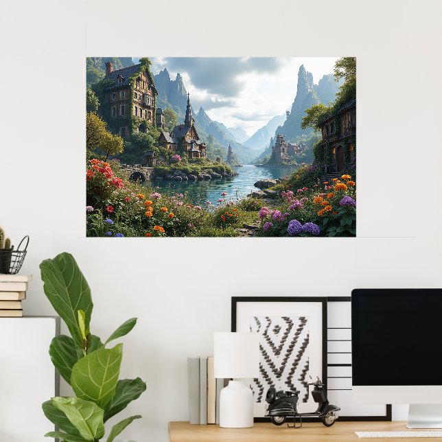 Surreal skönhet hos en igenvuxen hamn poster (Hemmakontoret)