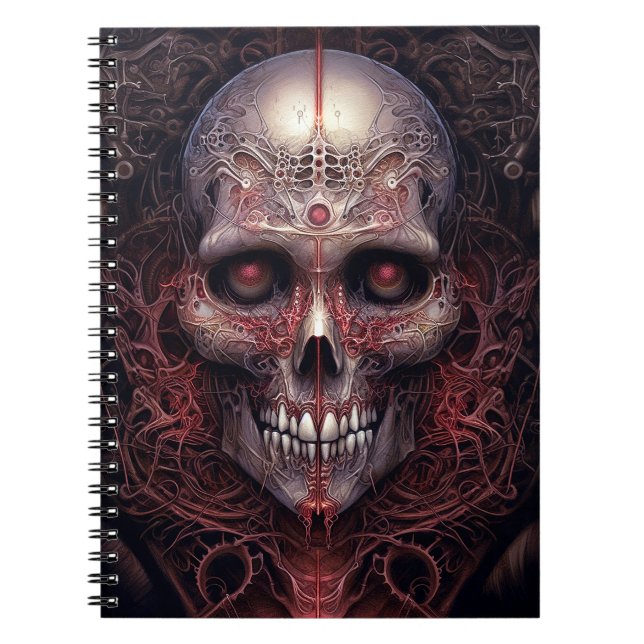 Surreal Skull Gothic Horror Art Anteckningsbok (Framsidan)