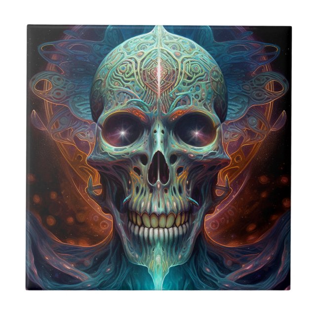 Surreal Skull Gothic Horror Art Kakelplatta (Framsidan)