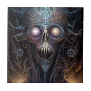 Surreal Skull Gothic Horror Art Kakelplatta