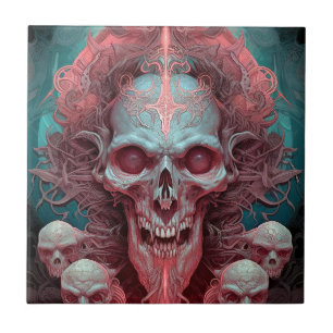 Surreal Skull Gothic Horror Art Kakelplatta