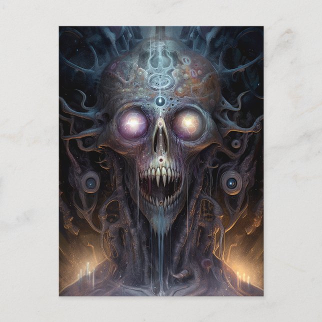 Surreal Skull Gothic Horror Art Vykort (Framsida)