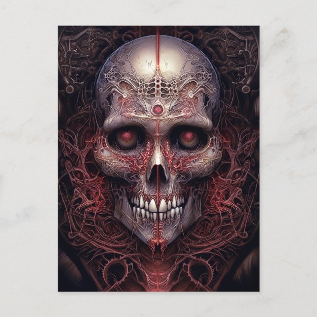 Surreal Skull Gothic Horror Art Vykort (Framsida)