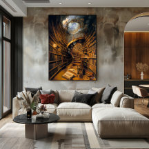 Surreal spiralbibliotek med oändliga böcker